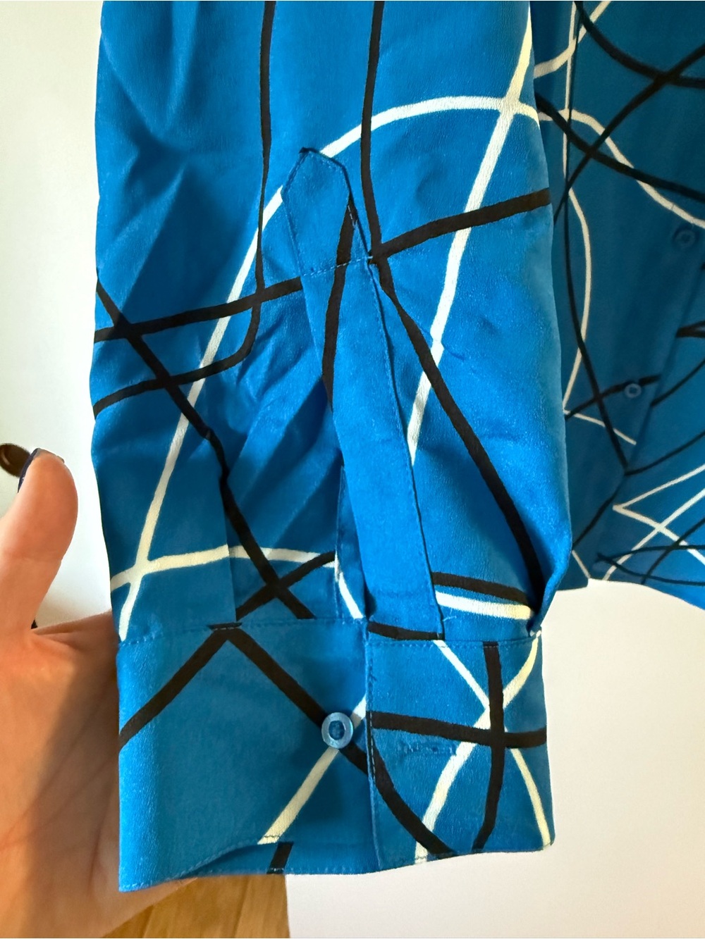 Calvin Klein Vibrant Blue Abstract-Print Button Front Shirt - Picture 4 of 7